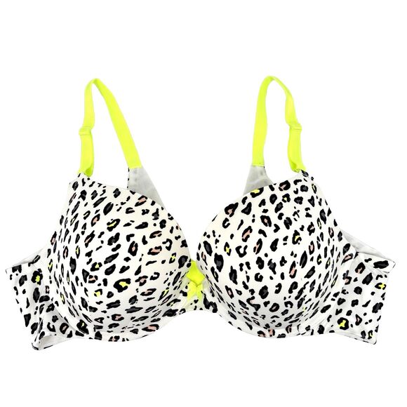 Torrid Curves 360 Back Smoothing Push-Up Plunge Bra 42C Leopard Print Yellow NEW - Picture 2 of 11